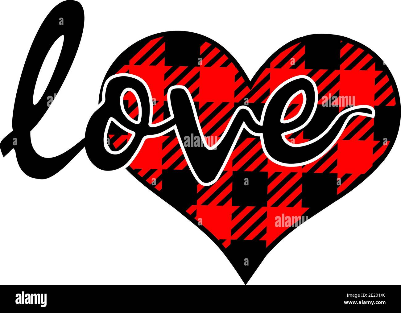 Valentinstag`s, `Liebe` Inschrift auf dem Herzen, Vektor-Illustration, geeignet für den Druck Stockfoto